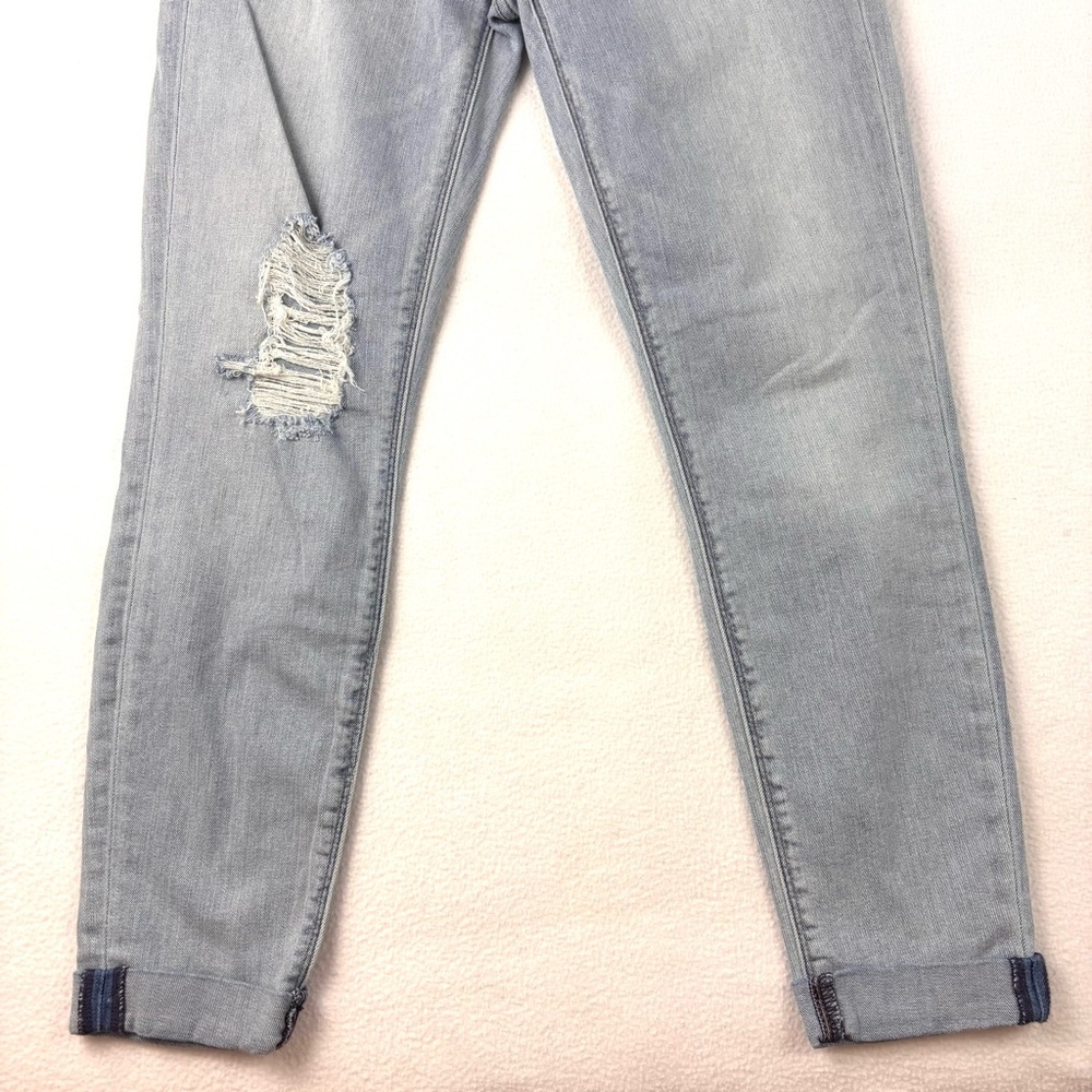 Hudson Harkin Light Wash Lowrise Ripped Cuffed Hem Skinny Ankle Jeans (27) - Picture 6 of 16